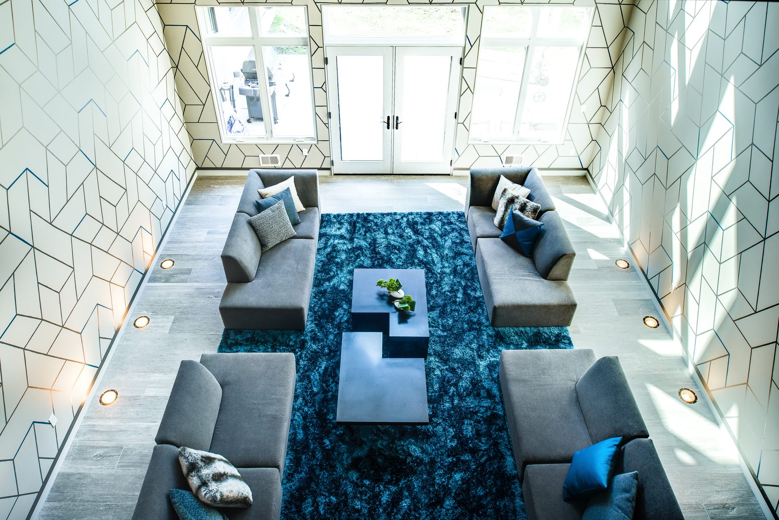 Aerial view of living room